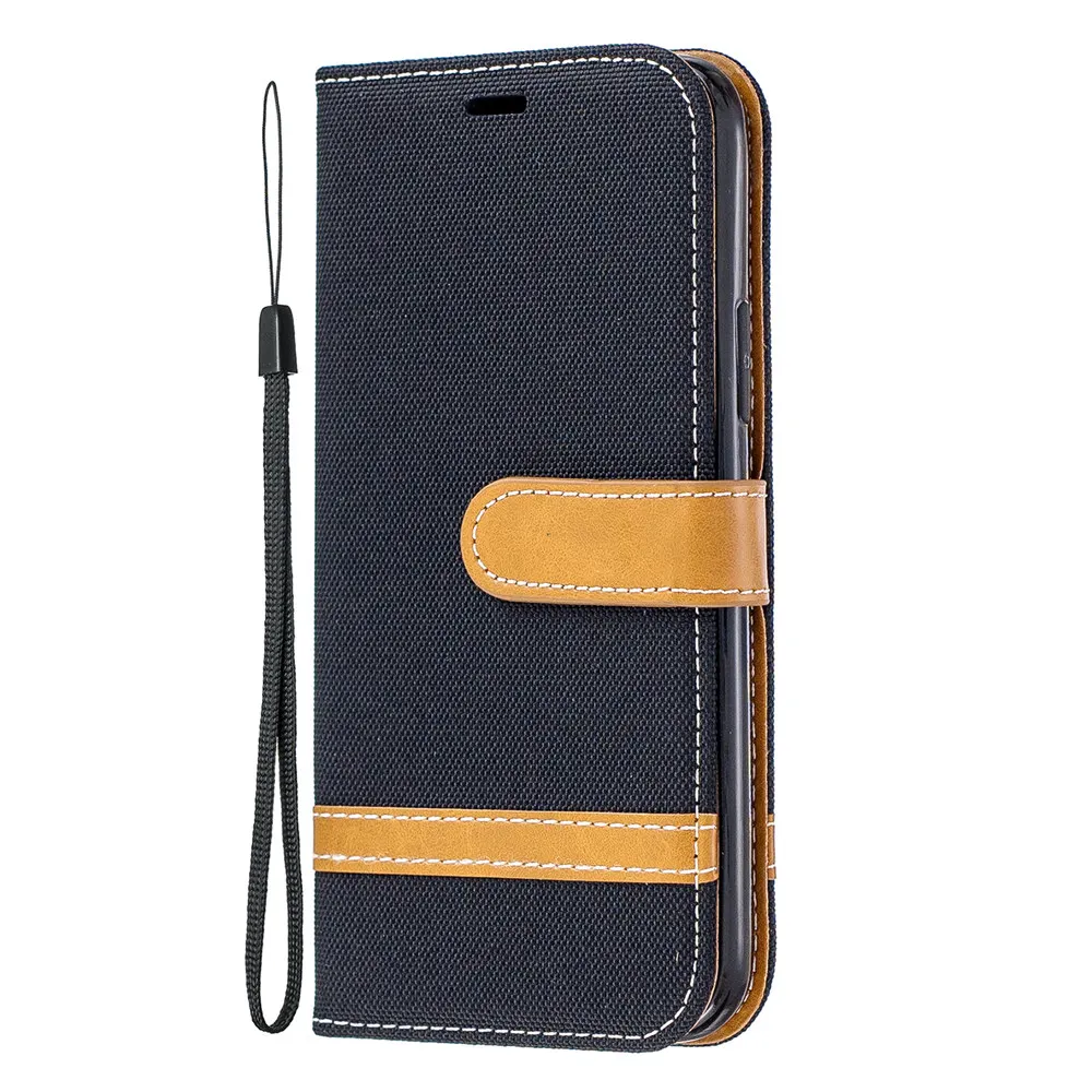 Чехол-книжка в виде ракушки для samsung Galaxy S10e S10 S9 S8 J4 J6 плюс J2 Pro Note 8 9 10 Pro J3 J5 Роскошные льняная ткань - Цвет: Black