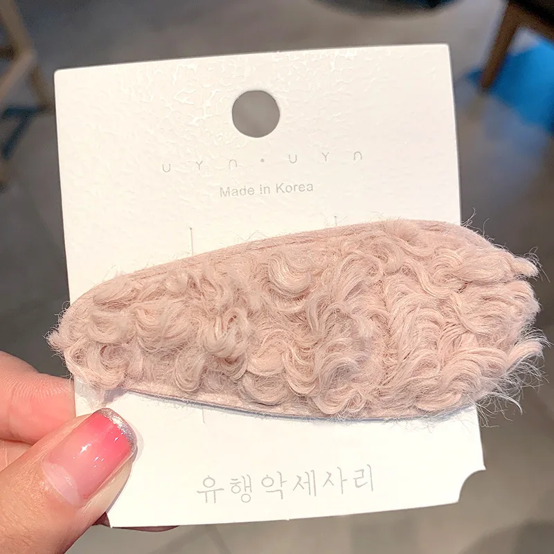 D2-Light Pink Теплые заколки из овечьей шерсти для девочек, яркие цвета, детские шпильки для волос, милые заколки, аксессуары для волос для девочек, 1 шт - Цвет: D2-Light Pink