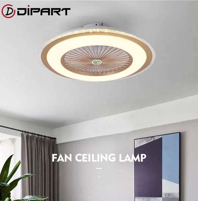 Remote Control Modern LED Fans Invisible Leaves Ultra-thin Ceiling Fan Lights Dimming Adjustable Wind for Bedroom Living Room