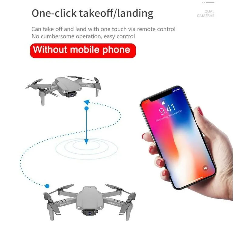 E99 Pro Mini Drone With HD Camera Hight Hold Mode RC FPV WiFi Foldable RTF Quadcopter Battery Helicopter X5I4