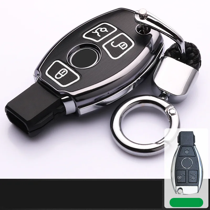 Чехол для ключей автомобиля из светящегося сплава для Mercedes Benz W203 W204 W212 C180 GLK300 CLS CLK CLA SLK AMG аксессуары ретро набор ключей сумка - Название цвета: B-black