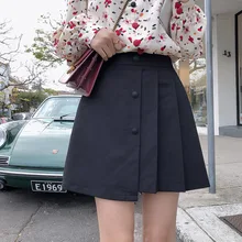 Mishow Осенняя Женская однотонная Офисная Женская юбка с высокой талией, мини-юбка трапециевидной формы, асимметричная плиссированная Женская юбка MX19C1539