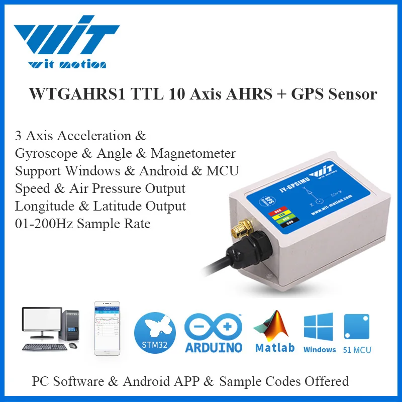 10 осевой GPS навигатор WitMotion WTGAHRS1 датчик скорости акселерометр + гироскоп Угол