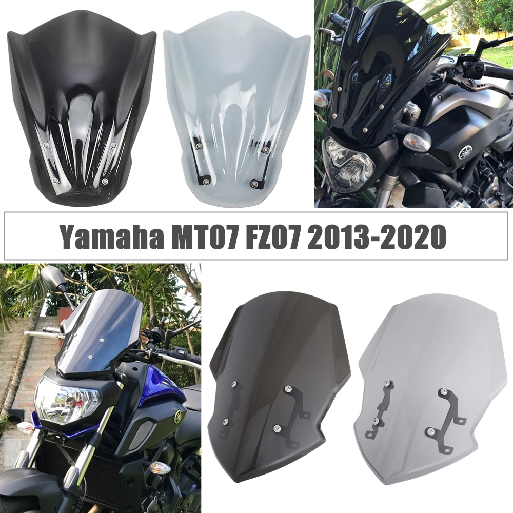 Motorcycle Wind Shield with Bolts Bracket Windscreen for Yamaha MT-07 FZ-07 2013-2017 Artudatech Motorbike Windshield
