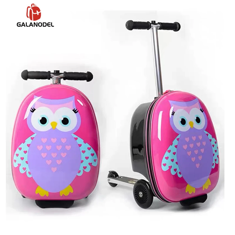 

18" Kids Scooter Rolling Suitcase Lazy Trolley Case Skateboard Luggage for Children's Travel Suitcase on Wheels Baby Luggage