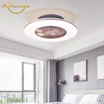 

Modern Fashion Ceiling Fan With Light Round Invisible Fans Home Decora Lighting Children Home Restaurant 40w Three color