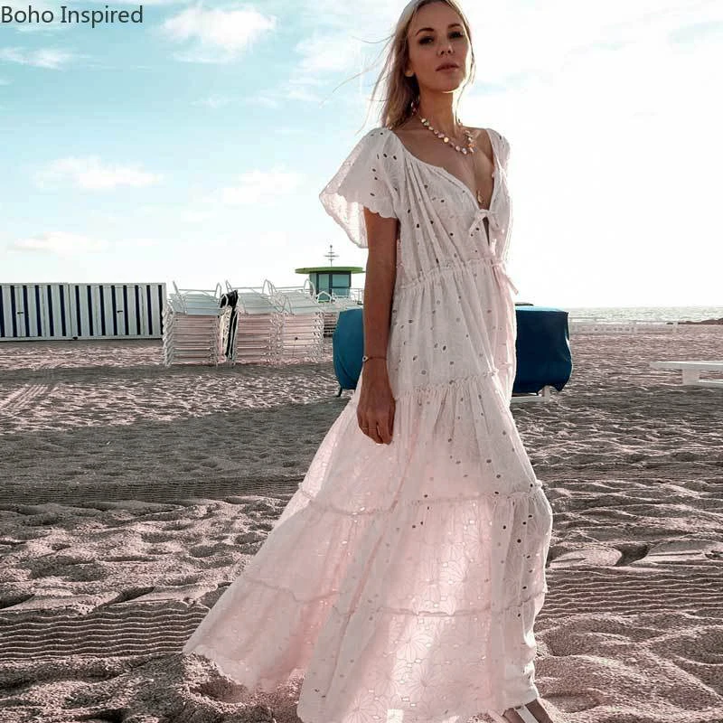 BOHO INSPIRED Eyelet long boho dress 