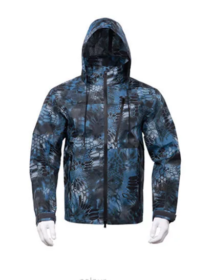 blue snake coat Модернизированные тактические камуфляжные куртки брюки для отдыха на природе походные лыжные водонепроницаемые ветровки спортивные тренировочные охотничьи пальто набор - Цвет: blue snake coat