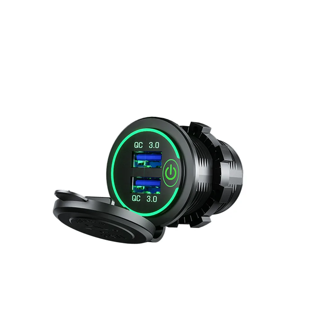 12 V/24 V Dual USB Автомобильное зарядное устройство QC 3,0 светодиодный быстро Зарядное устройство сенсорный выключатель для машине мотоцикле лодке