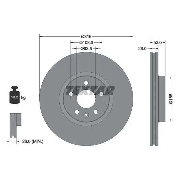 Диск тормозной передний Ford Galaxy/S-max 06, Volvo S60/S80/V60/