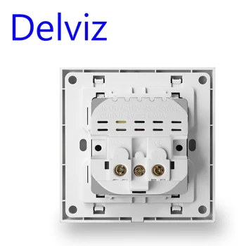Delviz Dual USB charging Outlet, AC 110~250V Power Jack, White PC material panel, 2A USB interface, 16A EU Standard Wall Socket 2