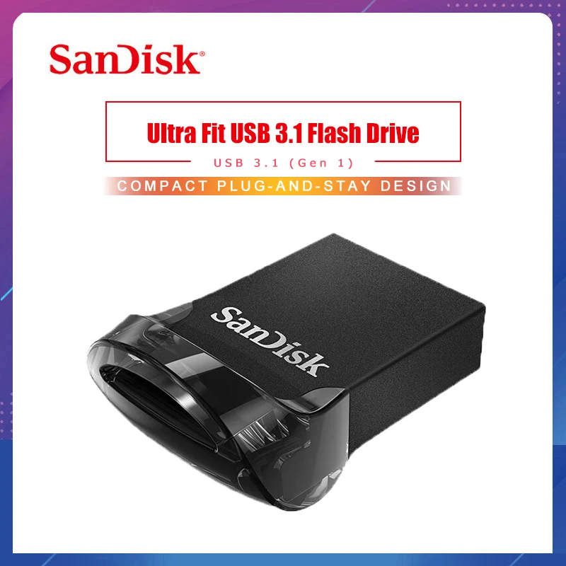 SanDisk Fit USB флэш-накопитель 64 ГБ CZ430 16 Гб миниатюрный USB флеш-накопитель 3,1 до 130 МБ/с./с Флэшка высокоскоростная USB 3,0 USB палка 32 Гб 128 г