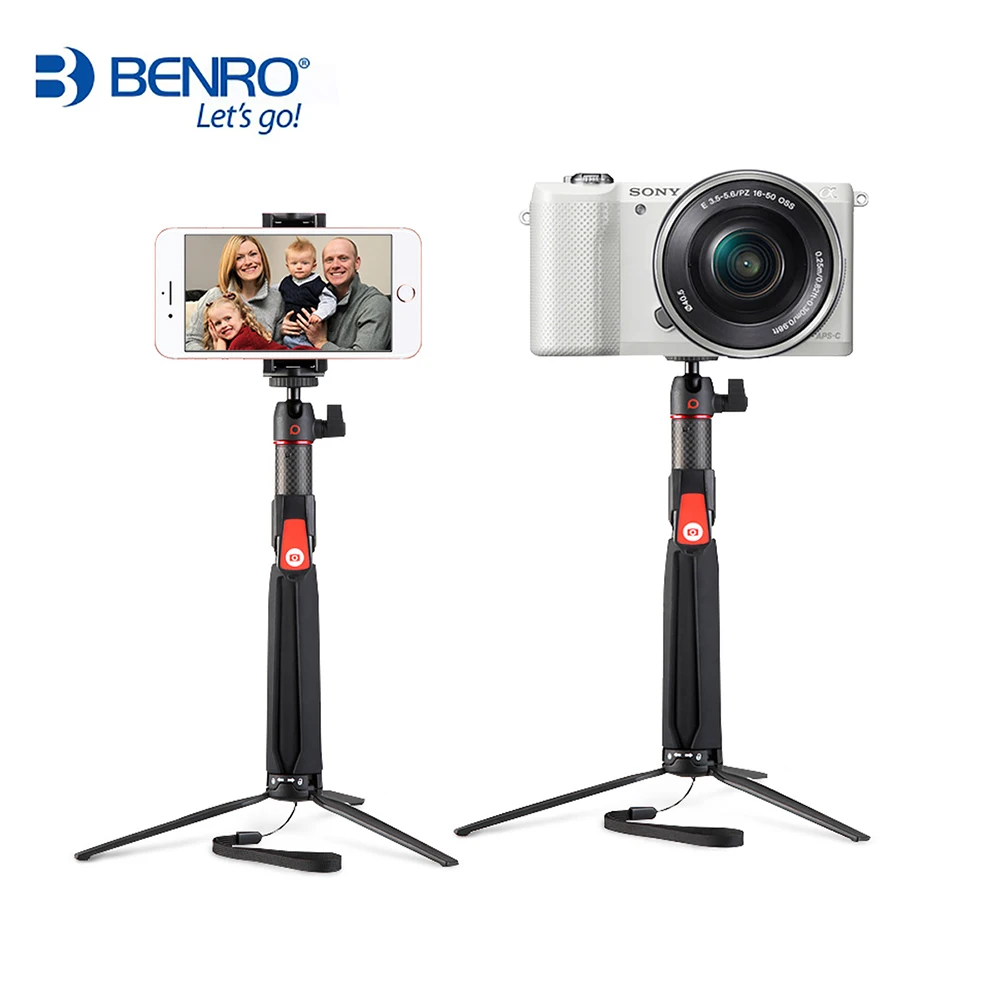 Benro SC1 Selfie Stick Carbon Fiber Desktop Tripod Small Cellphone Holder Bluetooth Remote For iPhone GoPro Live Video
