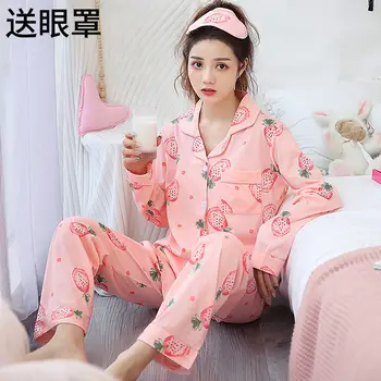 

New 2020 Women Pyjamas Sets Cute Carton Long Sleeve Cartoon Sleepwear Set Loose Leisure Home Women Pajamas Set Young Girl