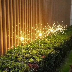 Feux d'artifice à énergie solaire, lumières d'extérieur, arbres de feux d'artifice pour passerelle, Patio, pelouse, arrière cour, décoration de fête de noël 