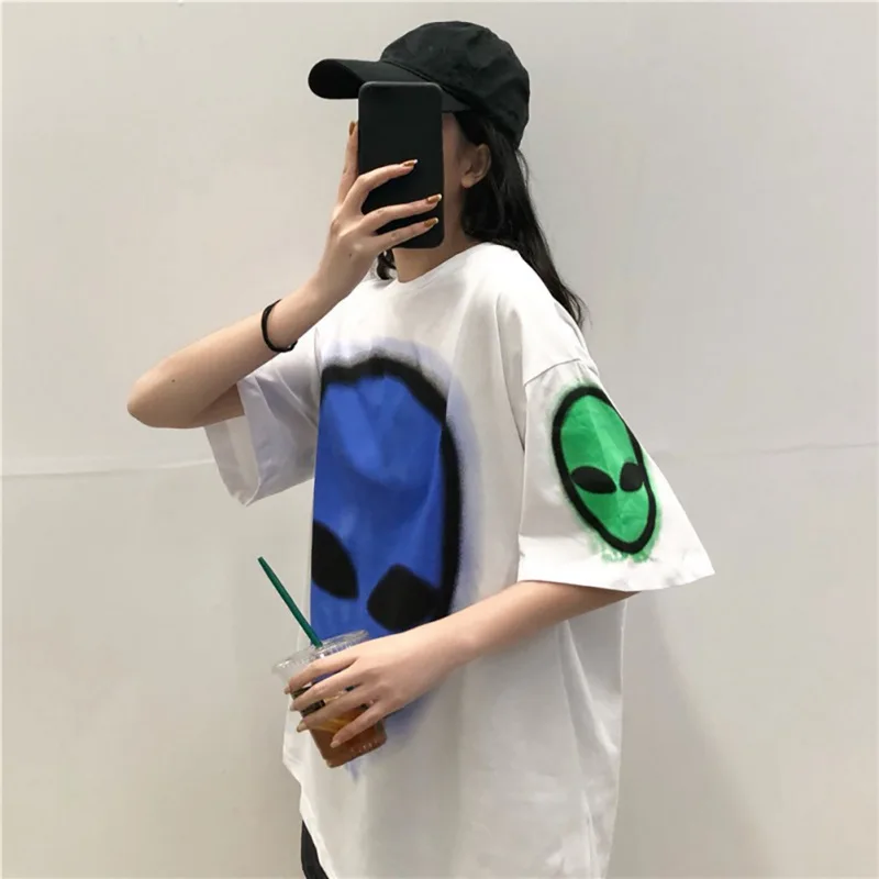 Harajuku Long T-Shirt Loose Letter Printed Women Tshirt Loose Female Tee Tops Large Size Summer T-Shirts