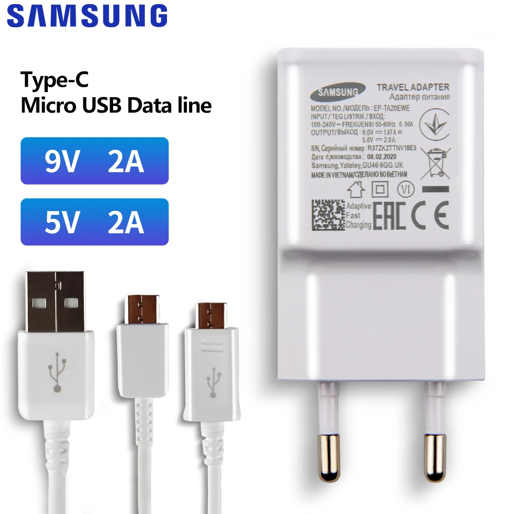 SAMSUNG cargador Original 9V2A 5V2A, Adaptador europeo para Samsung Galaxy S9 + S7 Edge Note 8 C7 C7 Pro A70 J5 G530 A9 Star S6|Cargadores teléfono móvil| - AliExpress