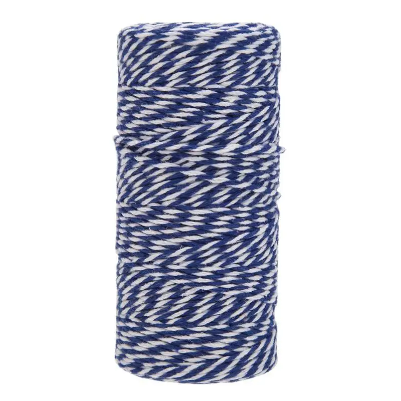 Blue 1 рулон 100 м 2 мм 2Ply хлопок шпагат шнур веревка для рукоделие ткачество ручная работа ремесло нить подарочная упаковка скрапбукинги Прямая поставка - Цвет: Blue
