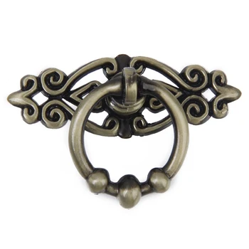 

Hand grip Handles Chinese Retro Style Single Hole Pulling Furniture Hardware Vintage Ring, Antique Bronze
