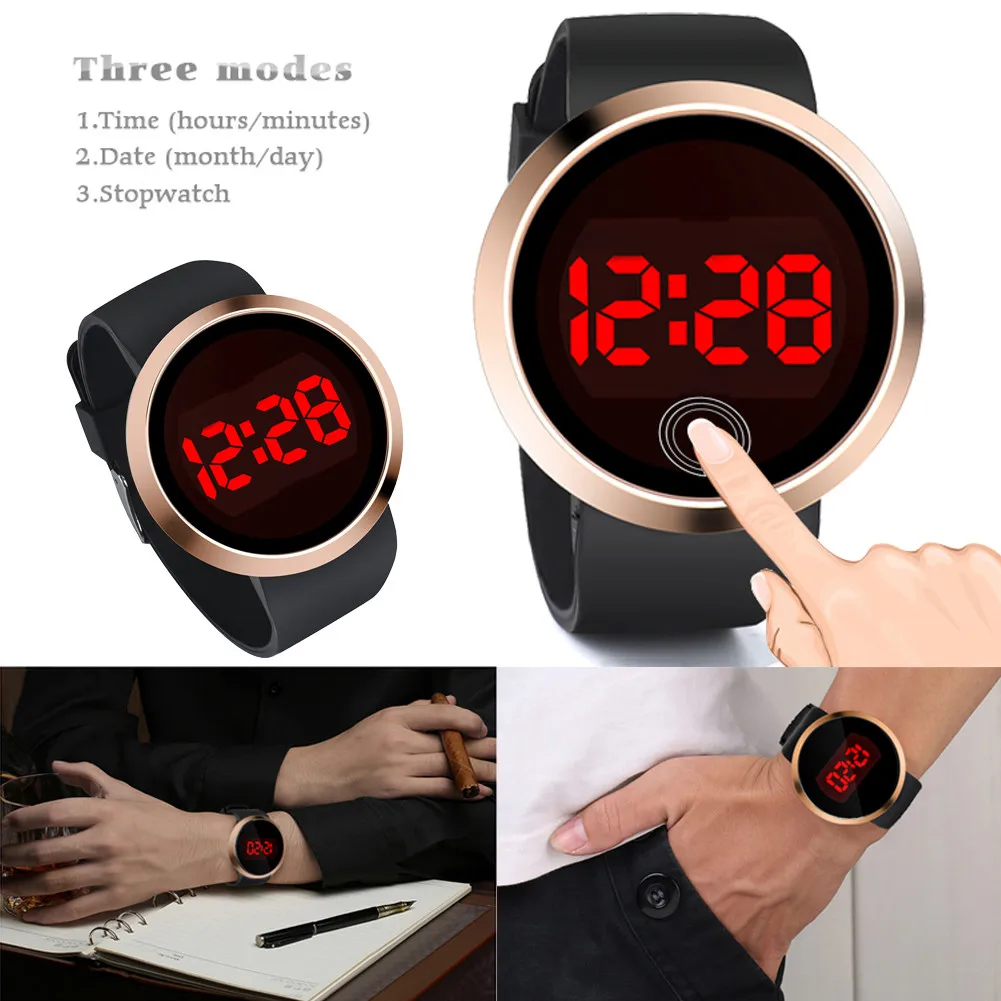 Мужские электронные часы люксовый бренд модные водонепроницаемые мужские светодиодный часы с сенсорным экраном день дата Силиконовые наручные часы relogio feminino