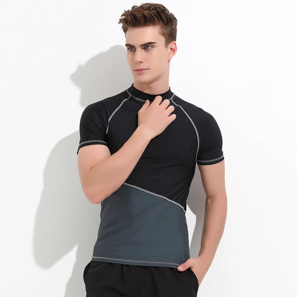 

Men Short Sleeve Rash Guards Wetsuit Shirt Lycra Quick-Dry Surfing Swimwear Tops T-Shirt Anti-UV Windsurf Swim Swim Shirt Men