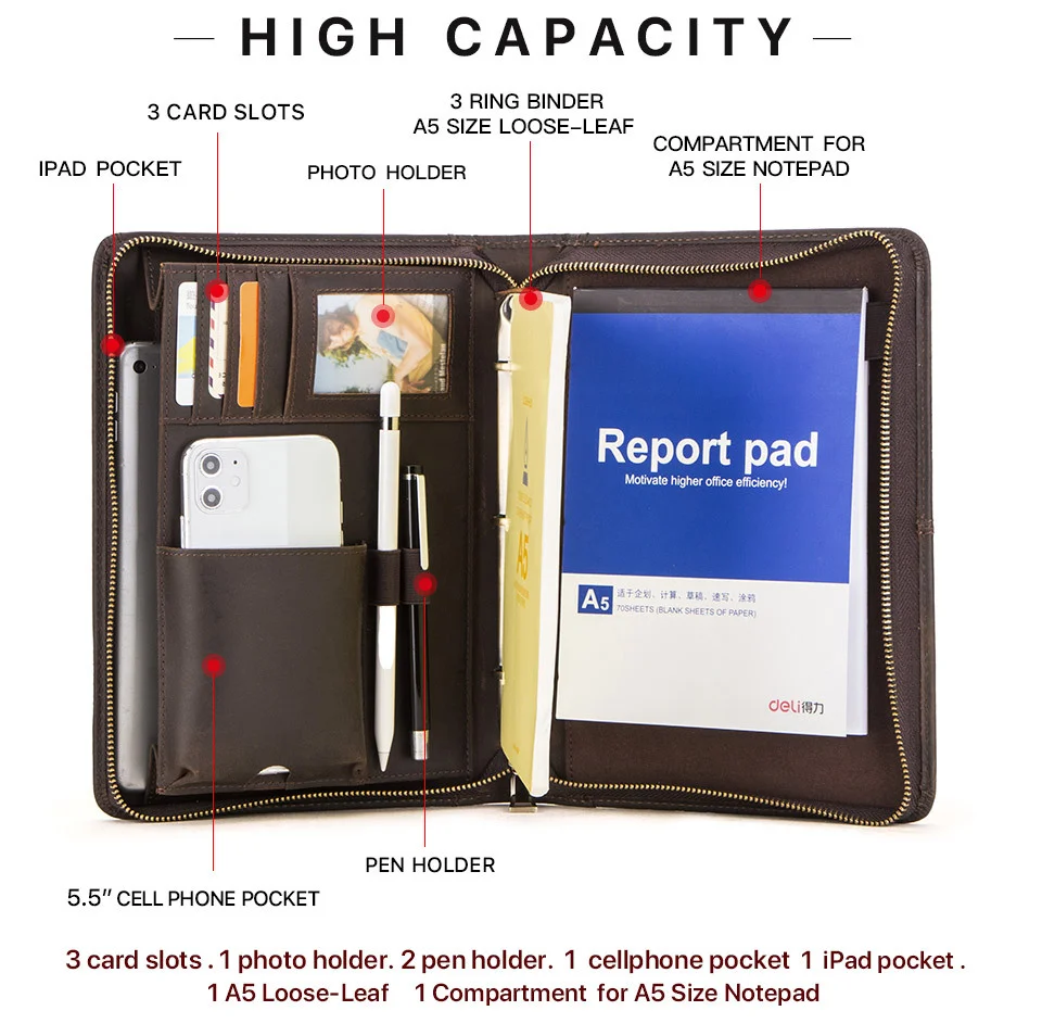 

Suitable for ipad mini protective sleeve retro crazy horse belt pen slot A5 notebook multi-function Apple 7.9 leather case