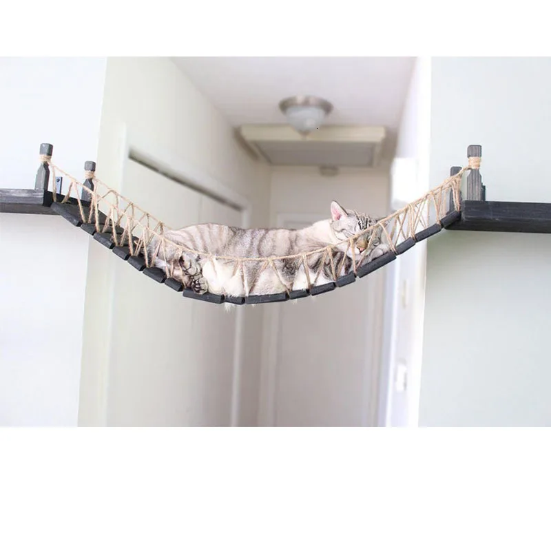 162cm Solid Wood Cat Wall Hanging Platform Nest Ecology Board Cat Furniture Kitten Climbing Scratching Jumping Steps Cat Ladders