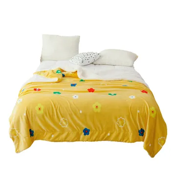 

Winter Double Layer Thick Blanket flowers Super Soft Warm Wool Blankets flannel fleece Throw On Sofa bed yellow white blankets