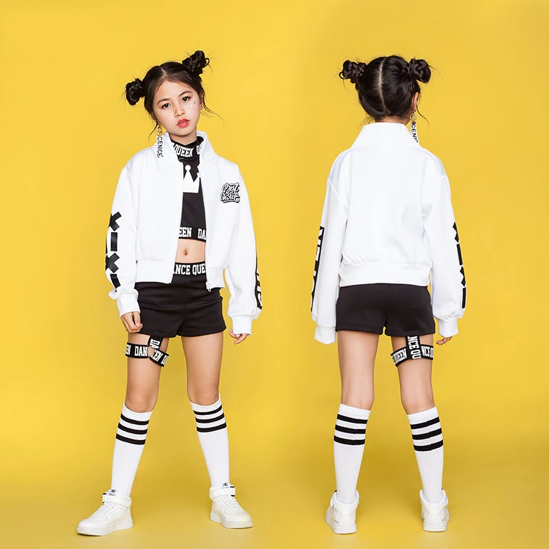Children-Hip-Hop-Dance-Costumes-Kids-Street-Dance-Clothing-White-Jacket-Black-Vest-Shorts-Girls-Dancewear (2)