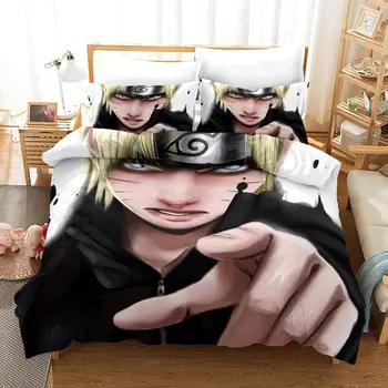 

Hot Sale Naruto 3d Printing Japan Anime Style Bedding Set Quilt Cover Pillowcase Cover King Queen Size Bed 3pcs/set for Home