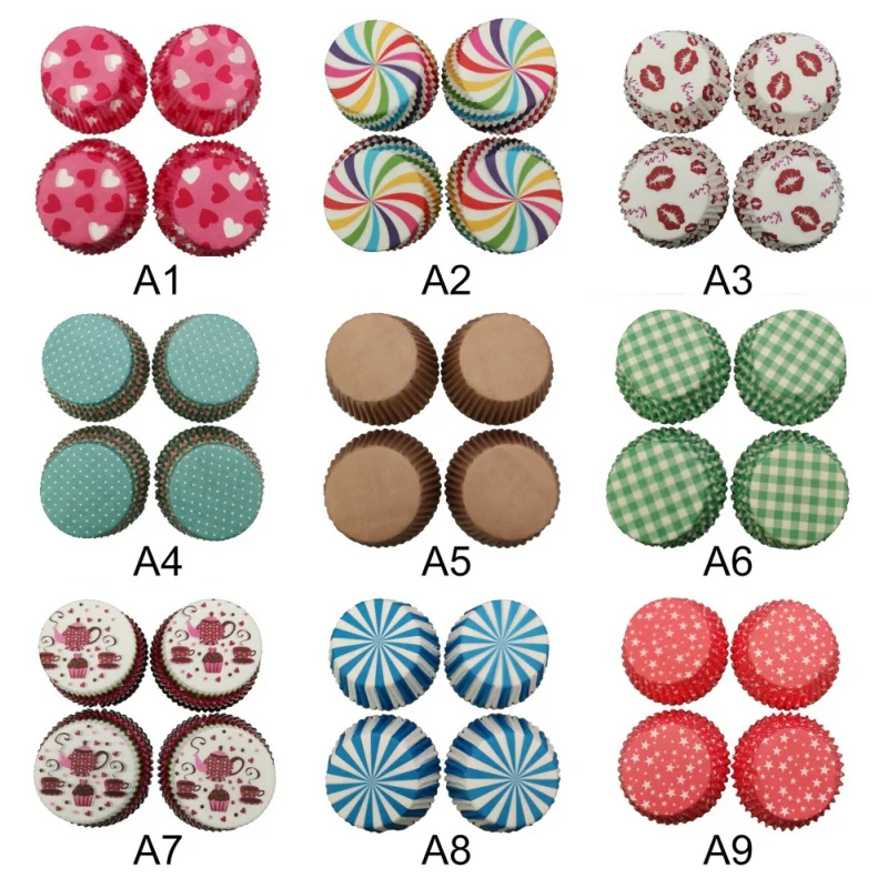 

100PCS/Set Muffin Cupcake Paper Cups Cake Forms Cupcake Liner Baking Muffin Box Cup Case Party Tray Cake Mold Decorating Tools
