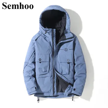

2019 Winter New Hong Kong Style Men's Down Jacket Casual Thick Warm Hooded Jacket Solid Color Men's Down Jacket Clothes M---3XL