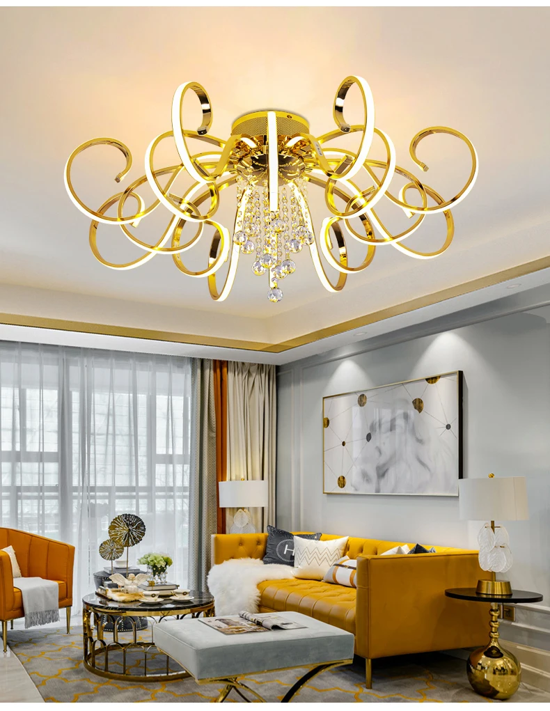 Creative personality modern simple led chandelier living room lights K9 crystal luxury ceiling restaurant bedroom lights Lamps
