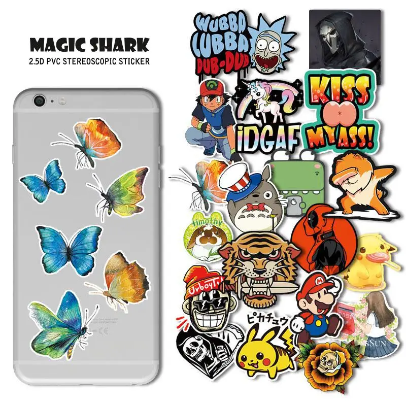 

Magic Shark 3M Pikachu Mario Rabbit Naruto Butterfly Pokemon Sticker Film for IQOS Smok Vaporesso Vape Pod iPhone iPad Mouse