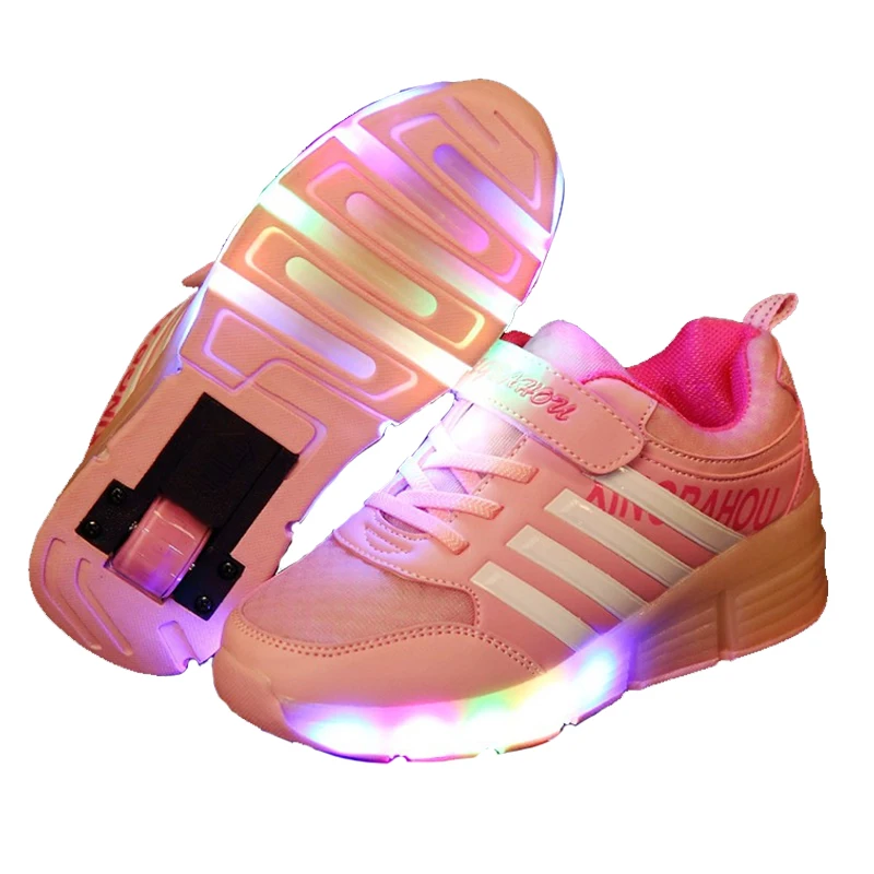 Children LED Luminous Roller Shoes Glowing  Sneakers with Wheels Kids Rollers Skates  Blue Pink Red Shoes for Boys Girls 5 pcs set moving artifacts moving tools moving rollers with rods multifunctional heavy lifting furniture sofas move house tool