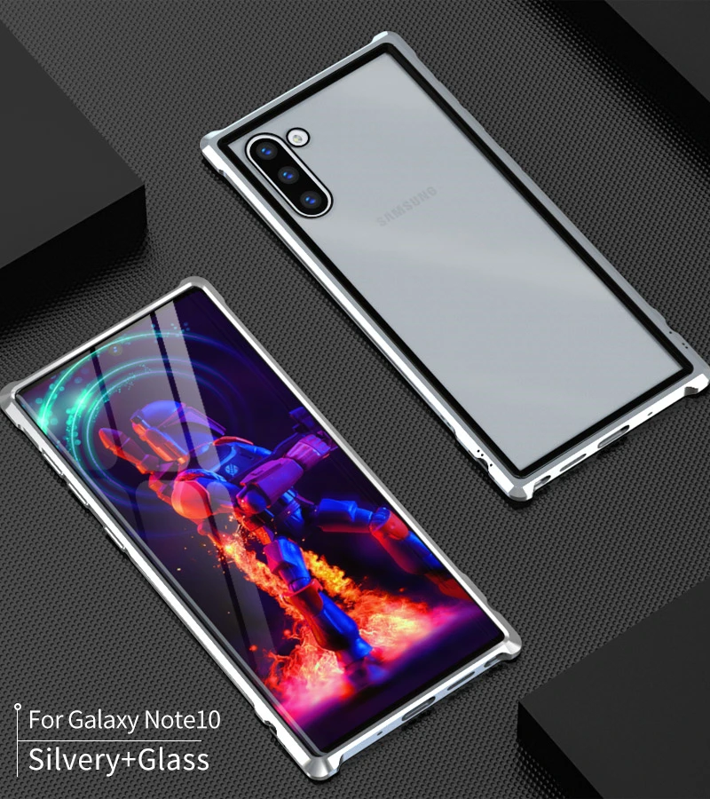 Металлический стеклянный чехол для samsung Galaxy Note 10 Pro 10++ алюминиевая рамка корпус бампер задняя прозрачное стеклянное покрытие для samsung Note10 чехол