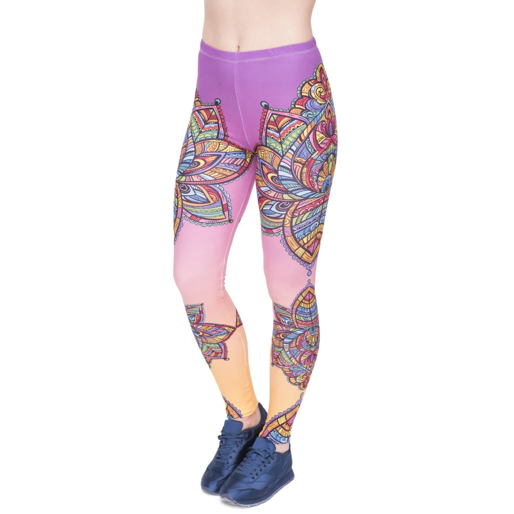 

Women Legging Retro Colourful Flowers Mandala Printing Fashion Bottoms Sexy High Waist Leggings Fitness Pants#3