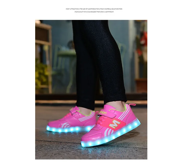 Children's Luminous Sneakers for Boy Girl USB Charging Autumn Winter Led Light Shoes for Kids Sneakers Baby Usb Recharge