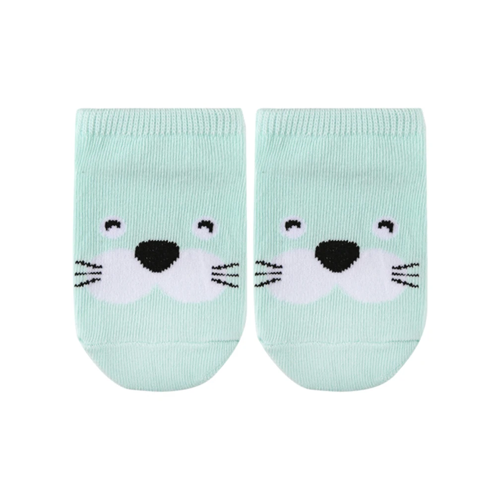 light blue Носки для маленьких мальчиков, хлопковые летние и осенние носки с рисунками животных для новорожденных, нескользящие носки для малышей, короткие носки для девочек 0-2 лет - Цвет: light blue