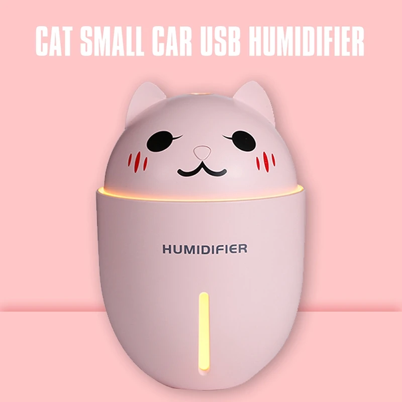 Модный летний портативный USB милый питомец 3 в 1 увлажнитель воздуха мини-увлажнитель с мультяшным котом светодиодный светильник - Цвет: Pink