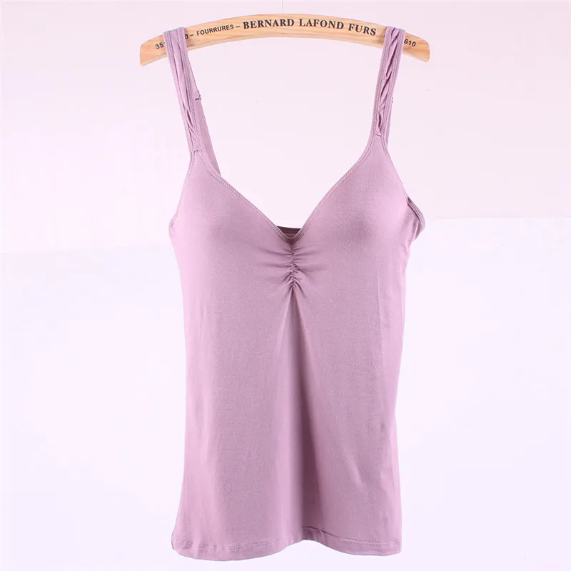 Регулируемый Camisole Cami ремень Встроенный лифчик бюстгальтер-Топик с мягкими чашечками, аксессуары для спортивной одежды сексуальные Модальные Женские - Цвет: Purple