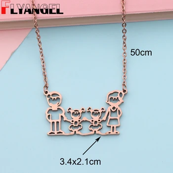 

FLYANGEL Family Necklace Family Of Four Pendant Jewelry Father Mother Two Daughter Necklace Gifts For Family Daughter