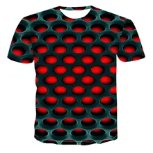 Camiseta de manga corta con cuello redondo para hombre, ropa informal holgada, impresión circular geométrica 3D, verano, grande, moda, 2021