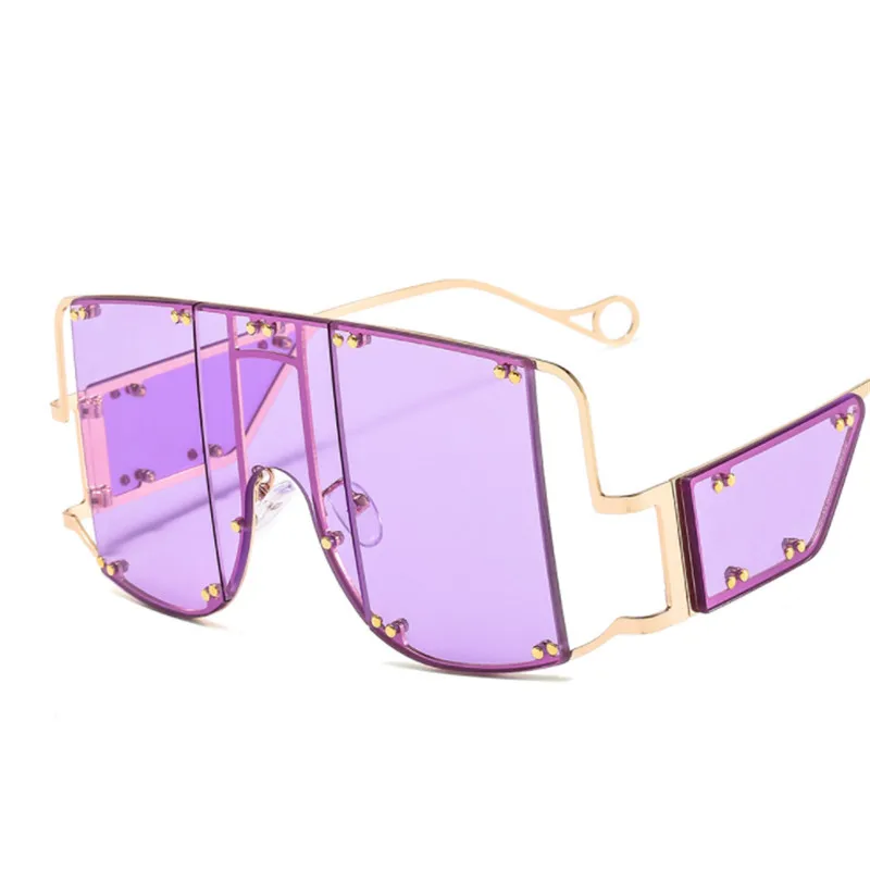 women sunglasses new Europe and America big box metal piece split mask retro men and women fashion personality sunglasses - Lenses Color: 2