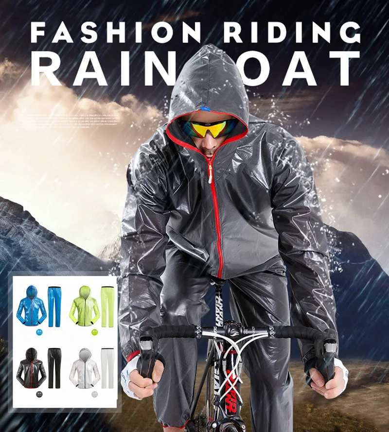 

Stylish Fishing Jersey Set Hooded Cycling Raincoat Bicycle Bike Clothing Running Long Sleeve Jacket Rainproof Waterproof Clothes