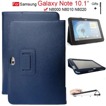 

New Fashion Litchi Premium Stand PU Leather Case For Samsung Galaxy Note 10.1 GT-N8000 N8010 N8020 Tablet Cover+Pen