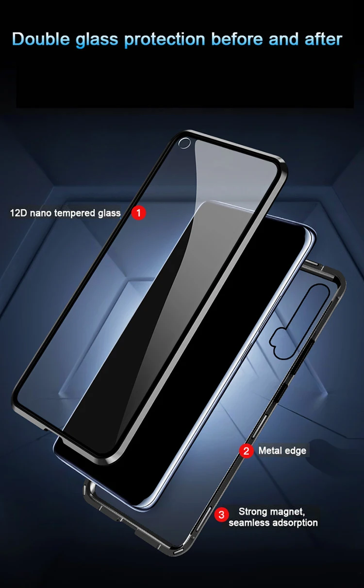 Магнитный адсорбционный чехол для телефона huawei Honor 20 Pro, закаленное стекло, передняя и задняя стеклянная крышка, металлический чехол для huawei Honor 20i