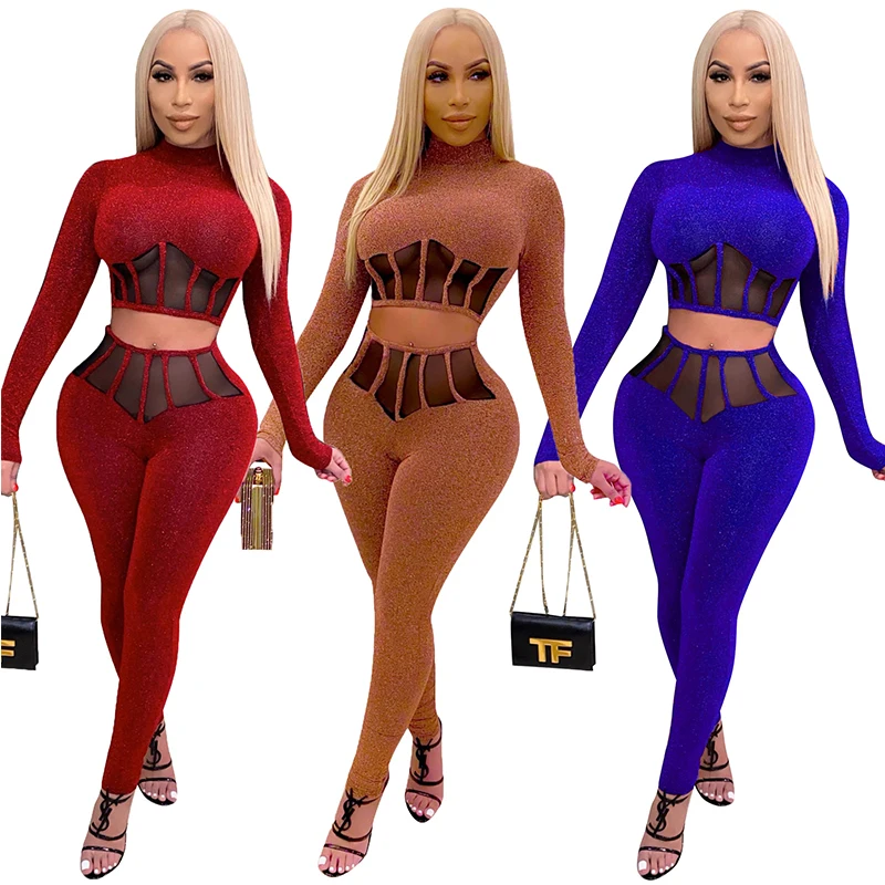 

Patchwork Two 2 Piece Set Women Autumn Winter Fitness Outfits Croset Crop Tops + Legging Pants Set Casual Tracksuit S-XXL