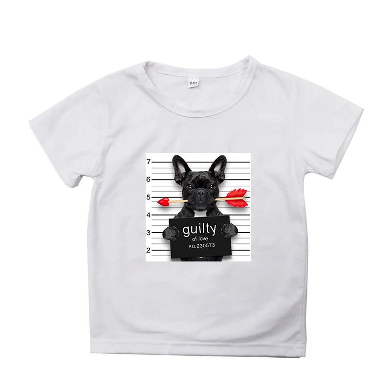 Футболка с короткими рукавами с принтом «Bad Dog Bad Cat» летние футболки для мальчиков и девочек майка для маленьких детей хлопковые футболки, детская одежда