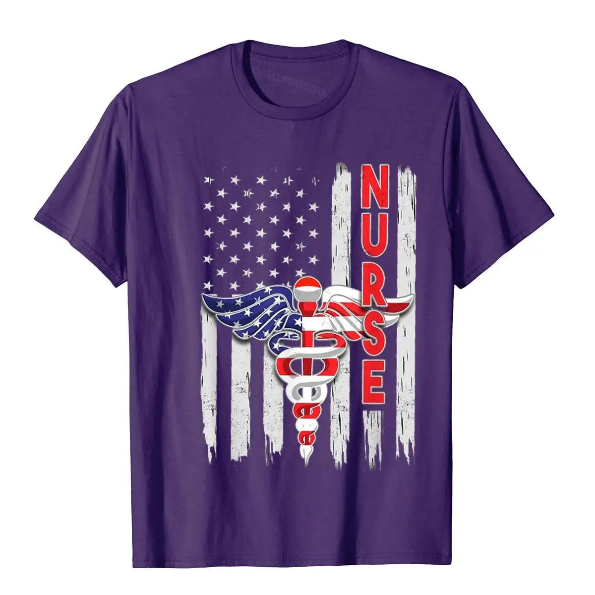 proud Nurse USA flag shirt for women girls love nursing day T-Shirt__B7647purple